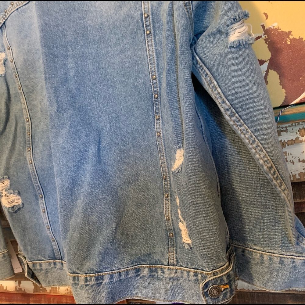 NWT FREE PEOPLE Cotton Studded Denim Jacket XS - Picture 9 of 14